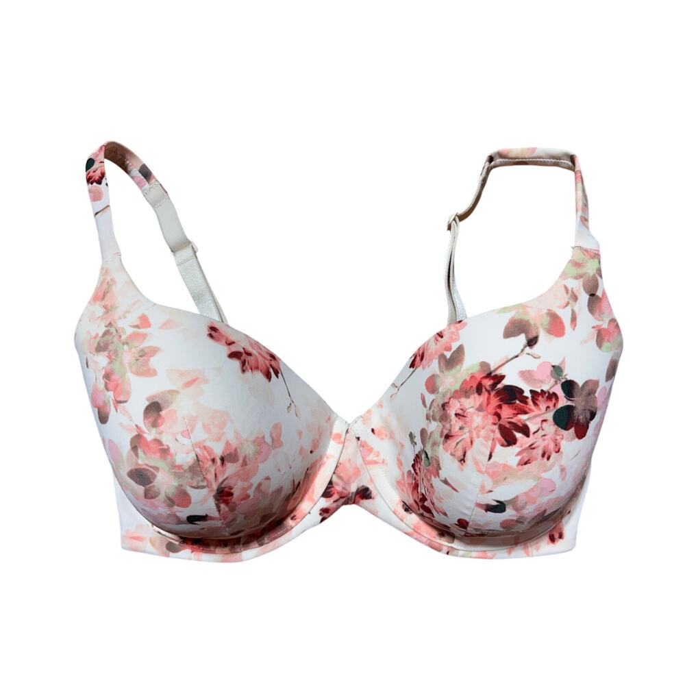 Ambrielle Womens 34DD Pink & Ivory Floral Lightly Padded Adjustable Bra